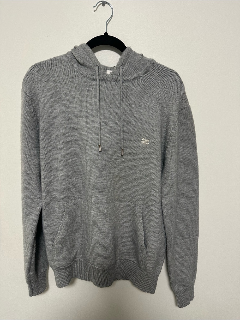 Celine Grey Knit Hooded Sweatshirt - Men